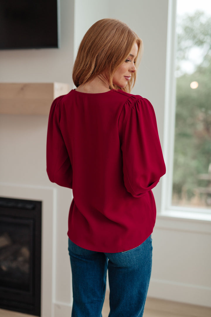 Back in Business V-Neck Blouse-110 Long Sleeve Tops-Inspired by Justeen-Women's Clothing Boutique