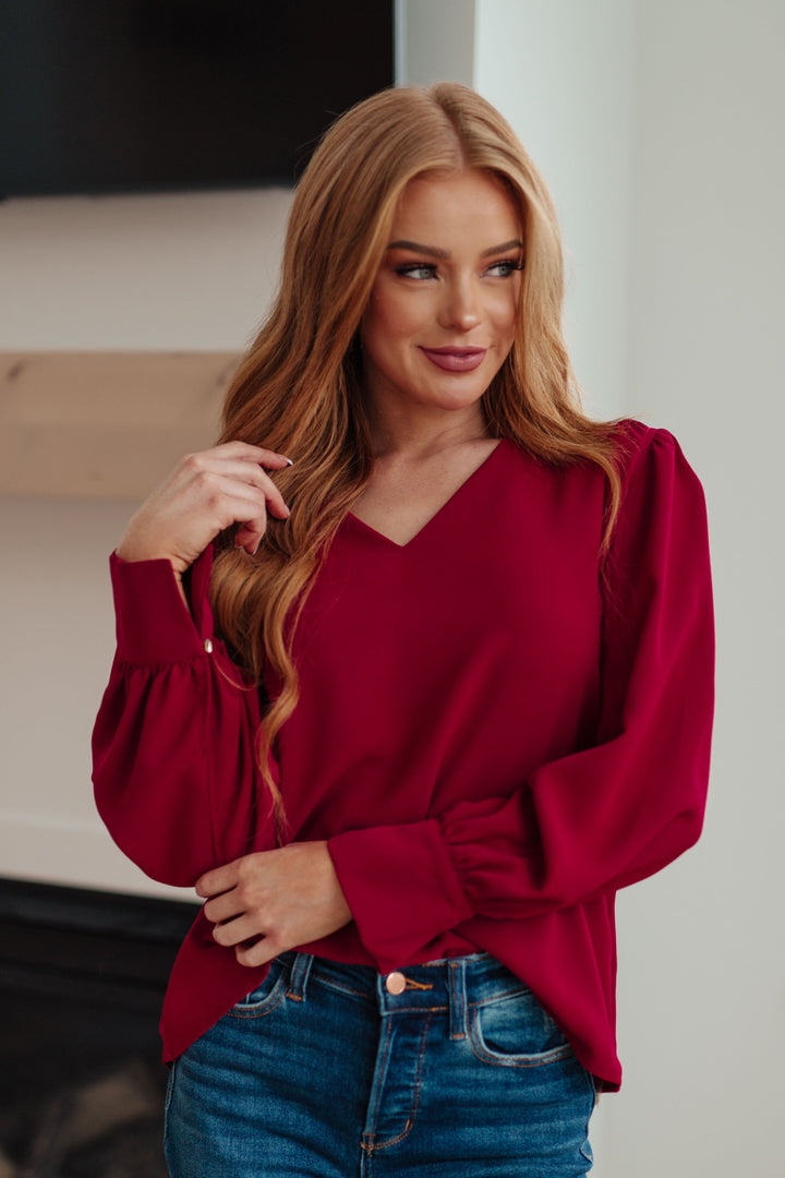 Back in Business V-Neck Blouse-110 Long Sleeve Tops-Inspired by Justeen-Women's Clothing Boutique