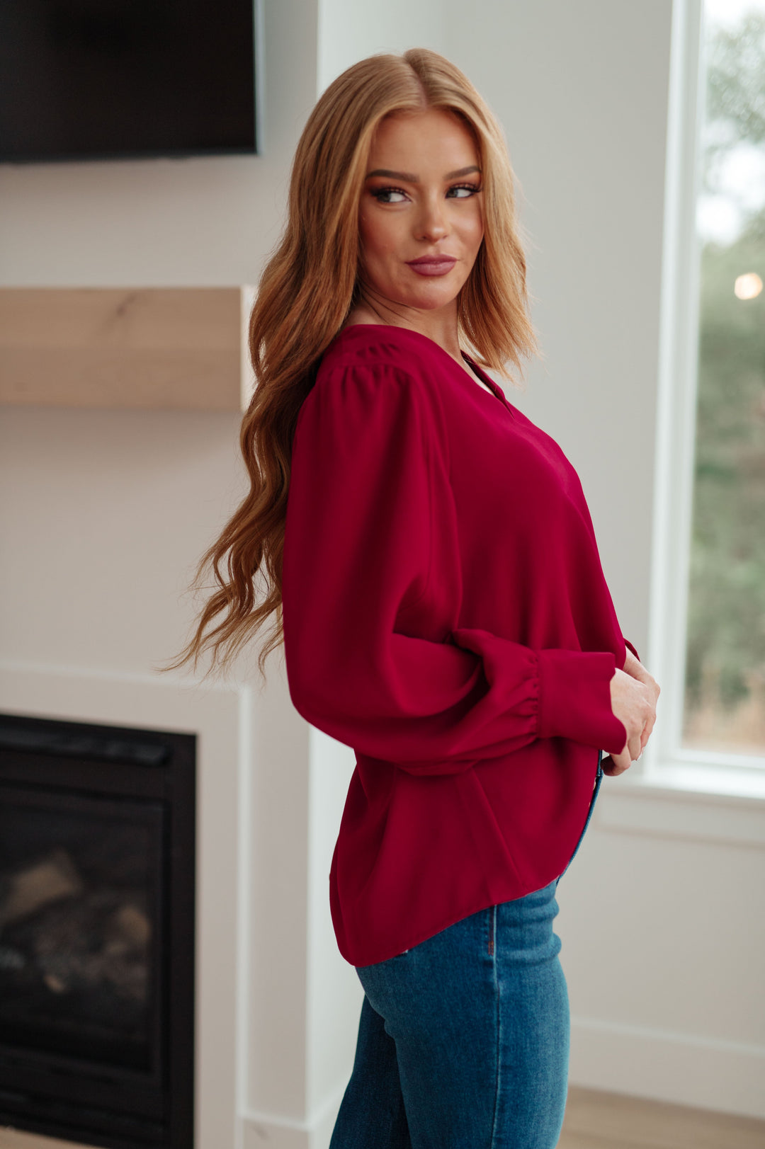 Back in Business V-Neck Blouse-110 Long Sleeve Tops-Inspired by Justeen-Women's Clothing Boutique