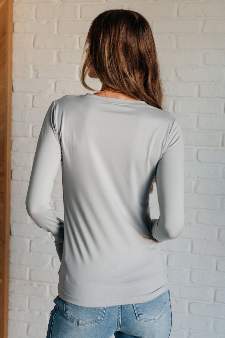 Basically Perfect Brushed Microfiber Tee in Light Grey-110 Long Sleeve Tops-Inspired by Justeen-Women's Clothing Boutique