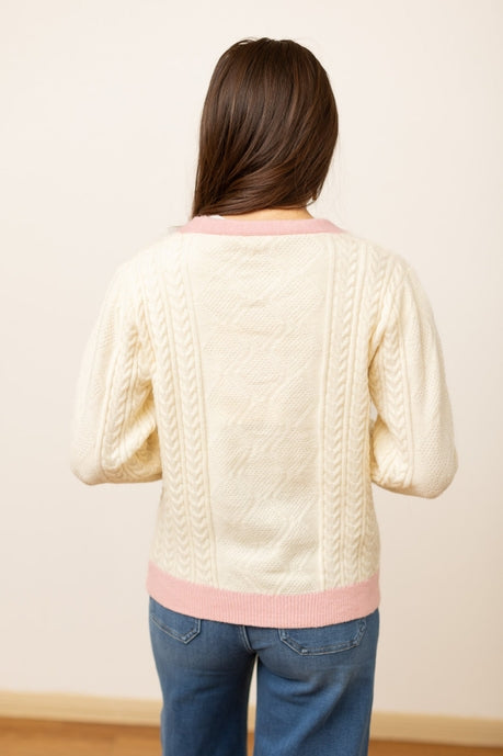 Beige and Pink Nutcracker Sweater-Sweaters/Sweatshirts-Inspired by Justeen-Women's Clothing Boutique