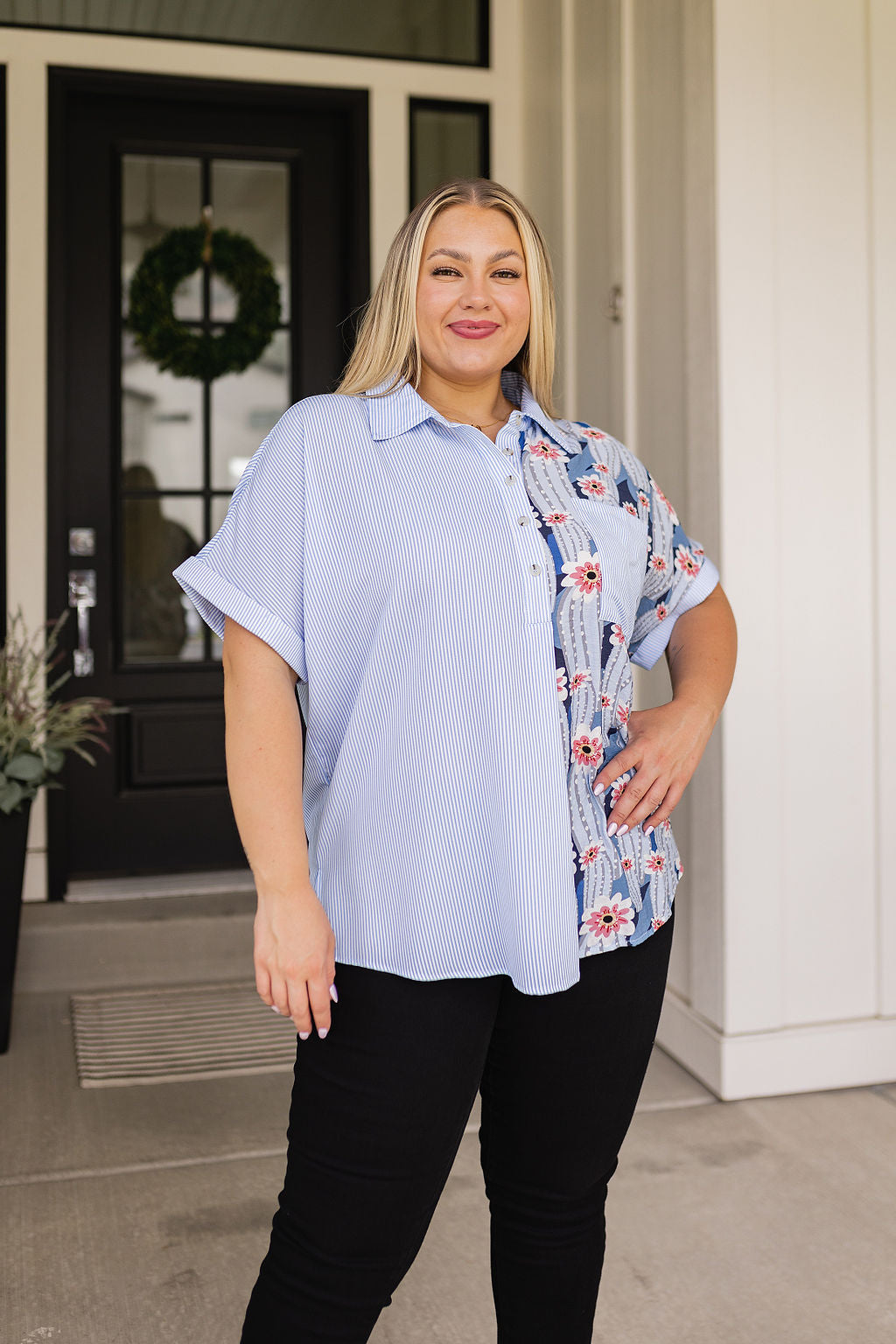 Best Of Both Worlds Button Down Top-Tops-Inspired by Justeen-Women's Clothing Boutique