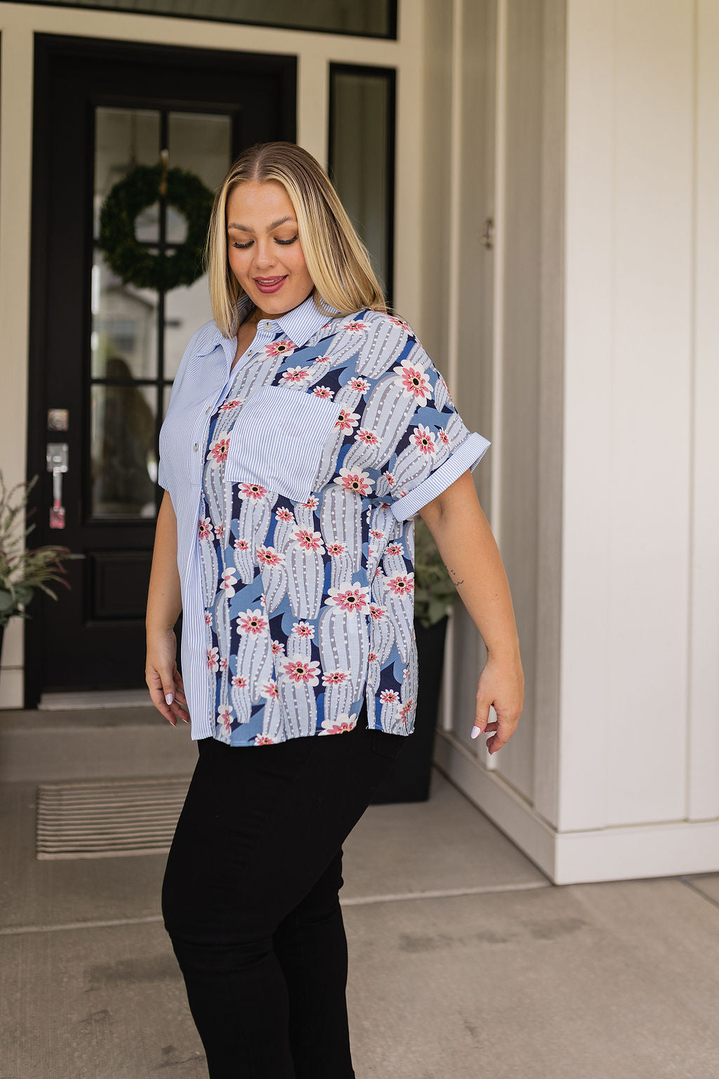 Best Of Both Worlds Button Down Top-Tops-Inspired by Justeen-Women's Clothing Boutique