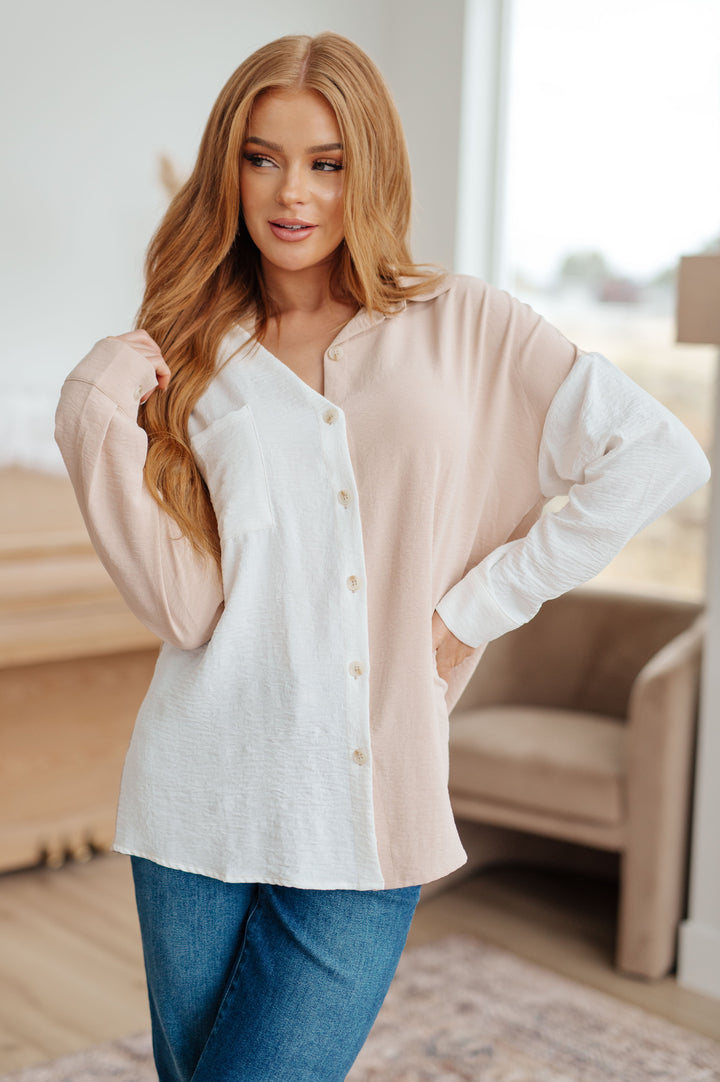 Block Party Button Down-110 Long Sleeve Tops-Inspired by Justeen-Women's Clothing Boutique