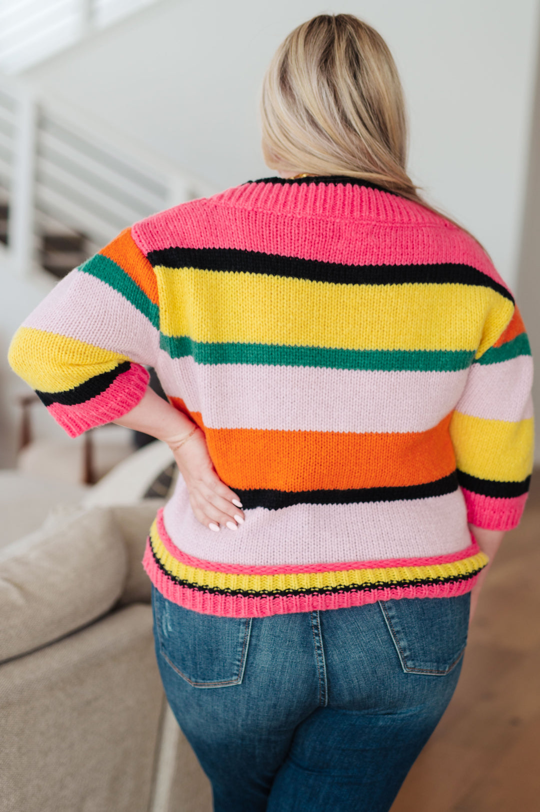 Bright Side Striped Sweater-Sweaters/Sweatshirts-Inspired by Justeen-Women's Clothing Boutique