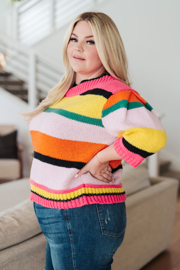 Bright Side Striped Sweater-Sweaters/Sweatshirts-Inspired by Justeen-Women's Clothing Boutique