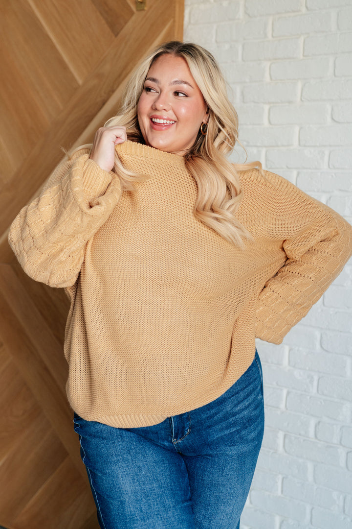 Bubbly Personality Bubble Sleeve Sweater in Wheat-Sweaters/Sweatshirts-Inspired by Justeen-Women's Clothing Boutique