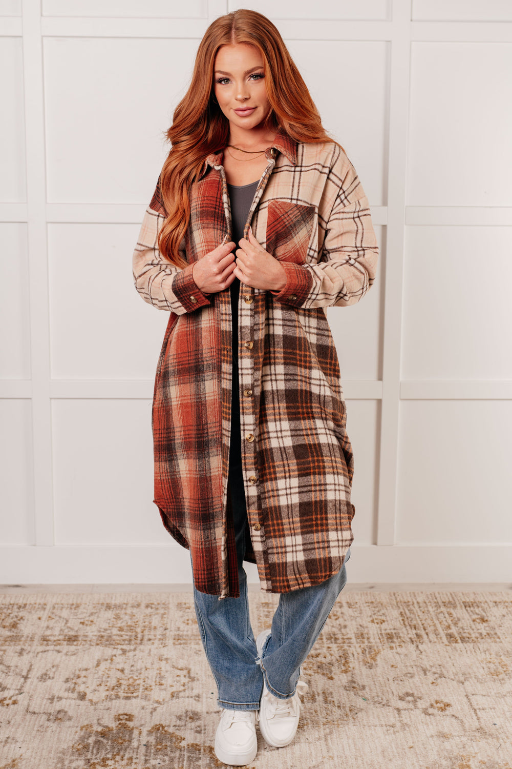 Cabin Fever Flannel Plaid Oversized Shacket-Outerwear-Inspired by Justeen-Women's Clothing Boutique