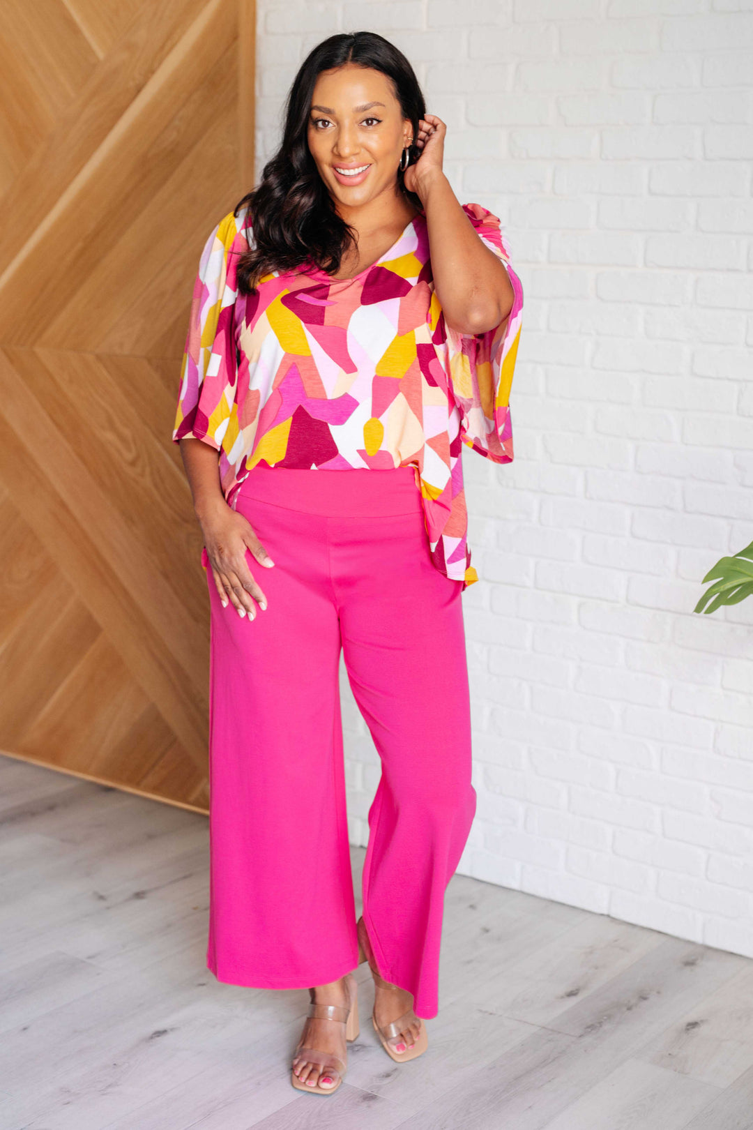 Magic Wide Leg Crop Pants in Hot Pink-Pants-Inspired by Justeen-Women's Clothing Boutique