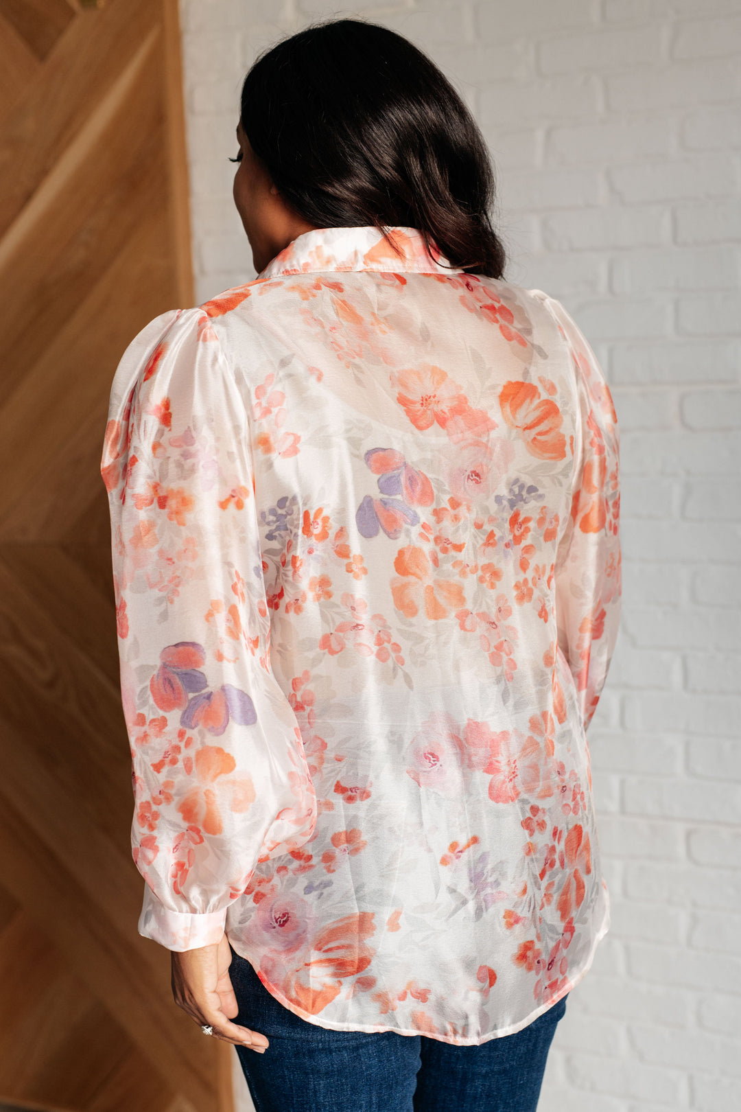 Call Me Back Sheer Floral Button Up Blouse-110 Long Sleeve Tops-Inspired by Justeen-Women's Clothing Boutique