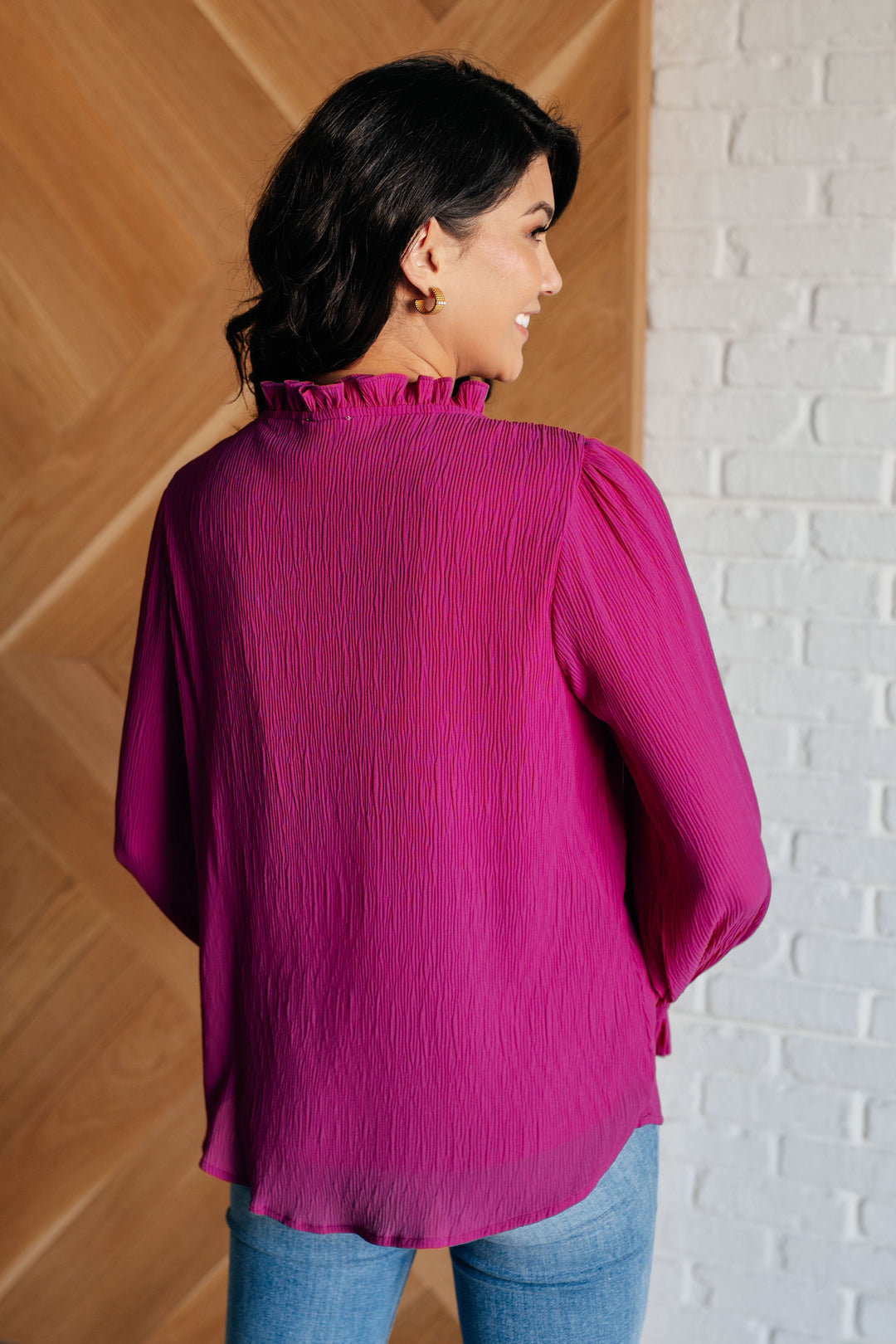 Candid Moment Ruffle Neckline Blouse-110 Long Sleeve Tops-Inspired by Justeen-Women's Clothing Boutique