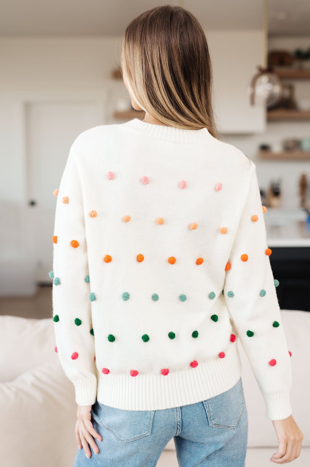 Candy Buttons Pom Detail Sweater-Sweaters/Sweatshirts-Inspired by Justeen-Women's Clothing Boutique in Chicago, Illinois