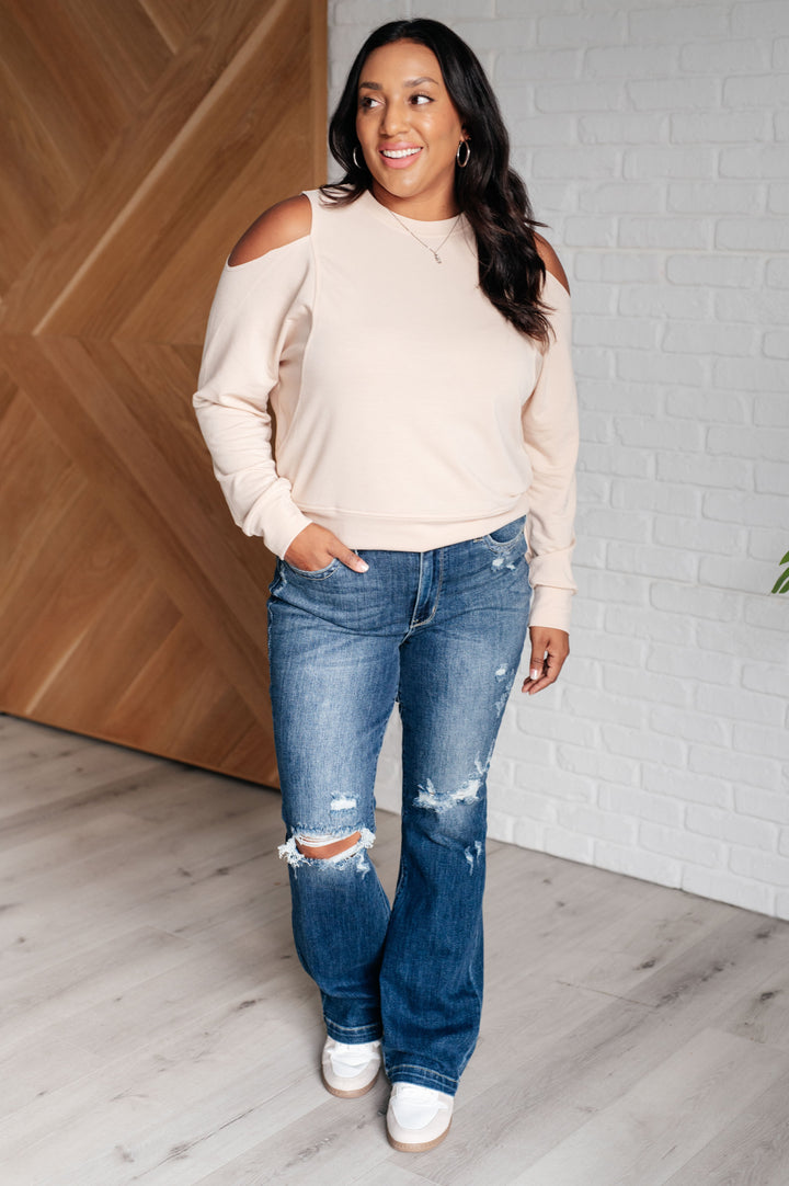 Carefully Crafted Cold Shoulder Blouse-110 Long Sleeve Tops-Inspired by Justeen-Women's Clothing Boutique