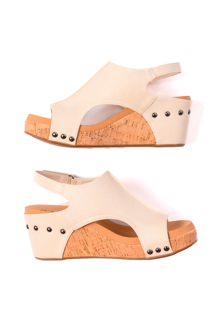 Carley Wedge Sandals in Cream-Shoes-Inspired by Justeen-Women's Clothing Boutique