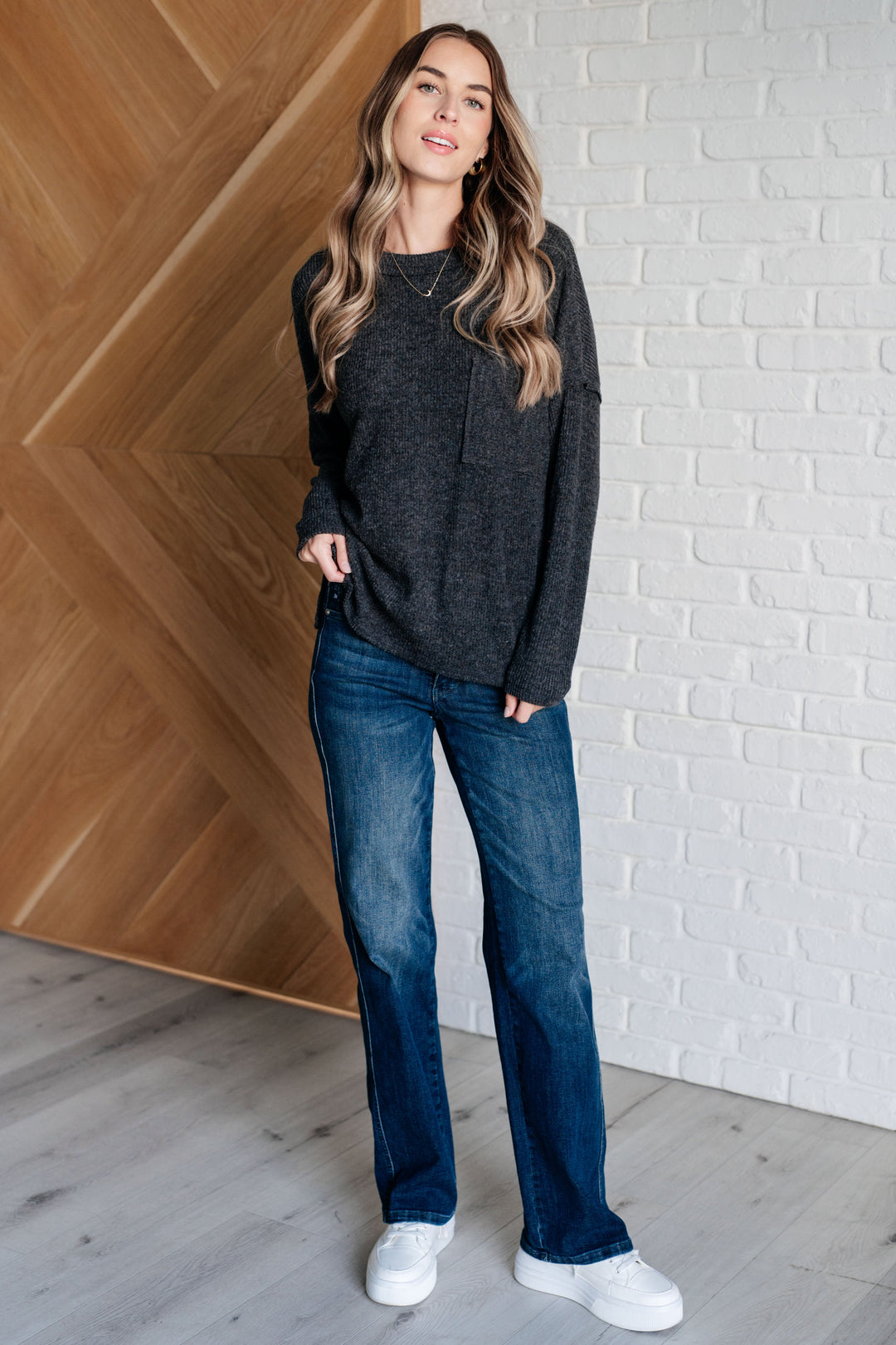 Casual Tuesday Ribbed Knit Sweater in Black-Sweaters/Sweatshirts-Inspired by Justeen-Women's Clothing Boutique