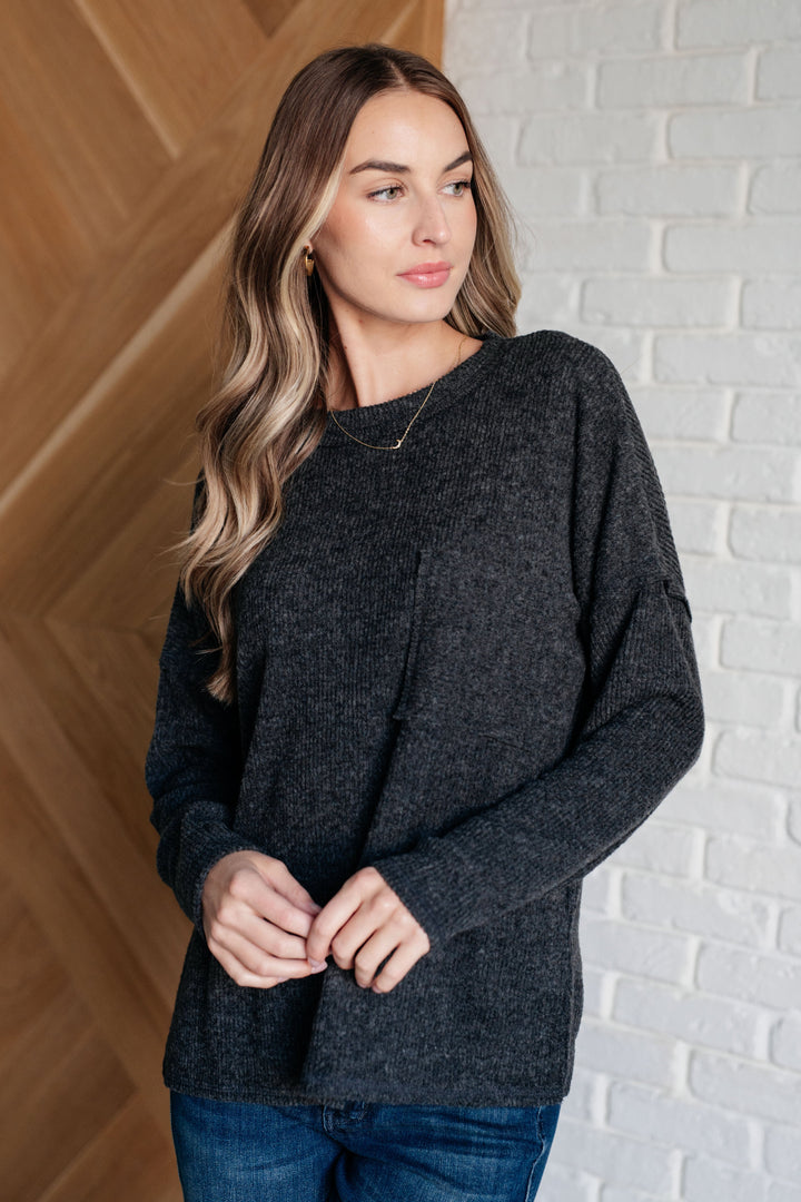 Casual Tuesday Ribbed Knit Sweater in Black-Sweaters/Sweatshirts-Inspired by Justeen-Women's Clothing Boutique