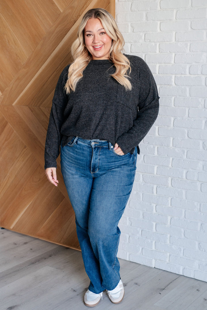 Casual Tuesday Ribbed Knit Sweater in Black-Sweaters/Sweatshirts-Inspired by Justeen-Women's Clothing Boutique