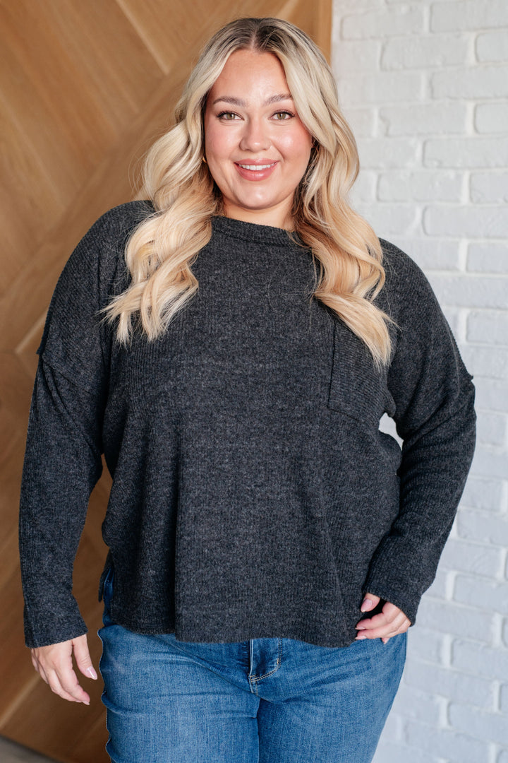 Casual Tuesday Ribbed Knit Sweater in Black-Sweaters/Sweatshirts-Inspired by Justeen-Women's Clothing Boutique