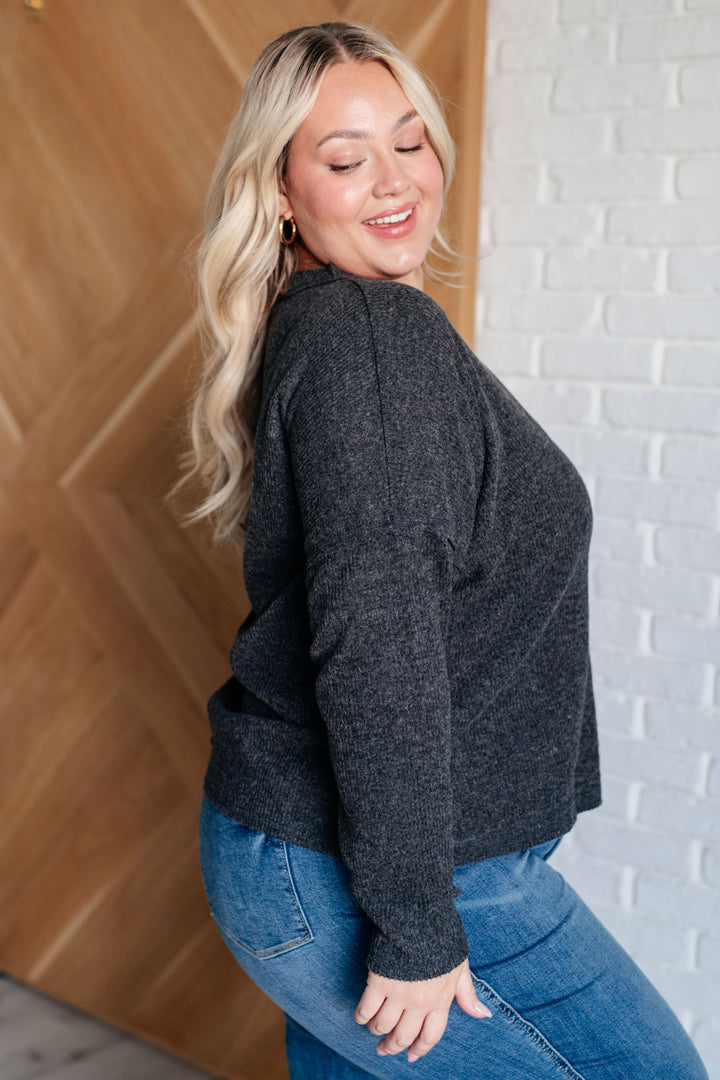 Casual Tuesday Ribbed Knit Sweater in Black-Sweaters/Sweatshirts-Inspired by Justeen-Women's Clothing Boutique