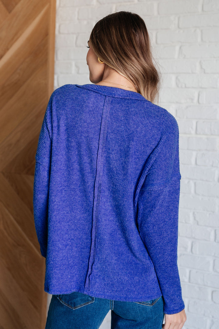 Casual Tuesday Ribbed Knit Sweater in Bright Blue-Sweaters/Sweatshirts-Inspired by Justeen-Women's Clothing Boutique