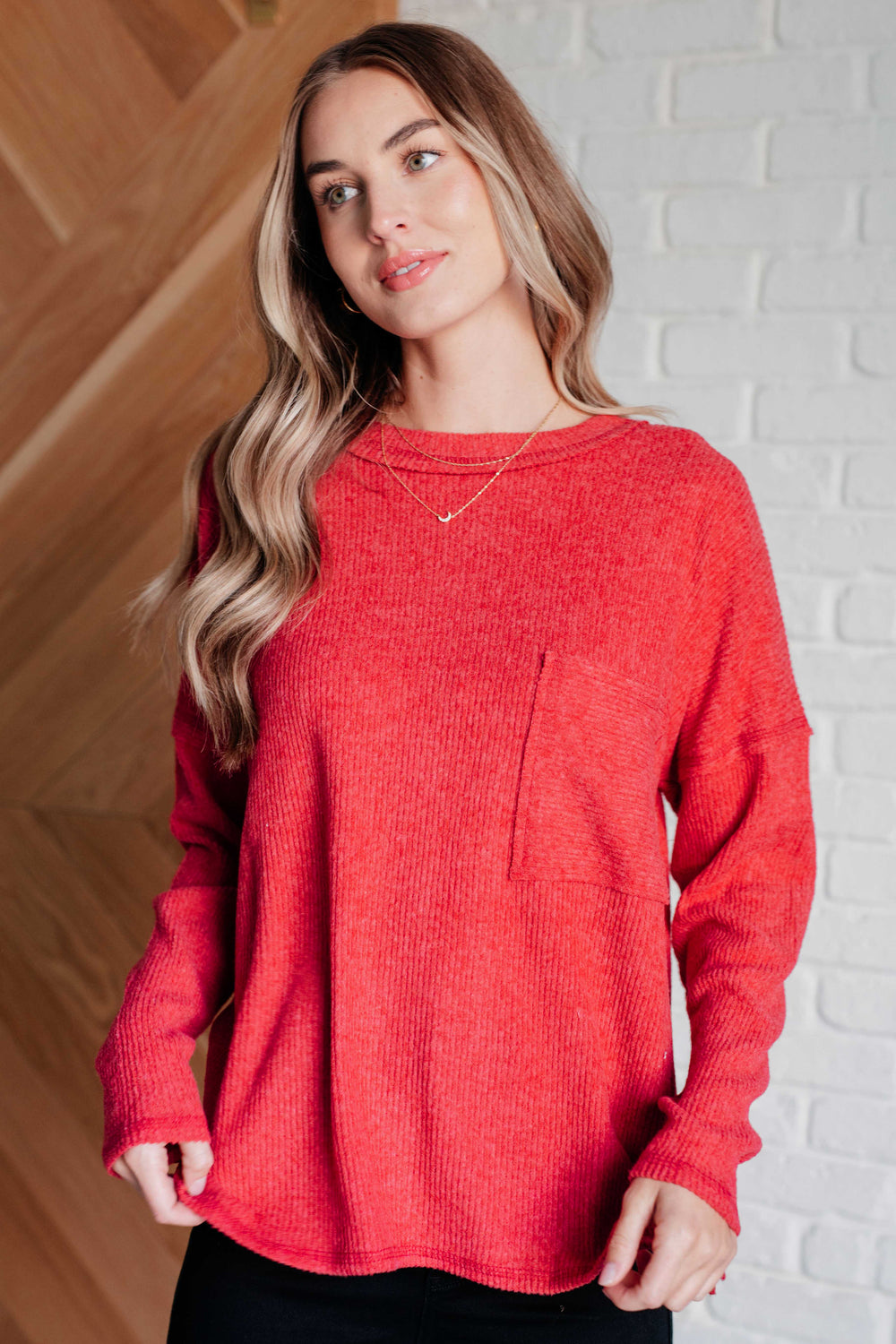 Casual Tuesday Ribbed Knit Sweater in Dark Red-Sweaters/Sweatshirts-Inspired by Justeen-Women's Clothing Boutique