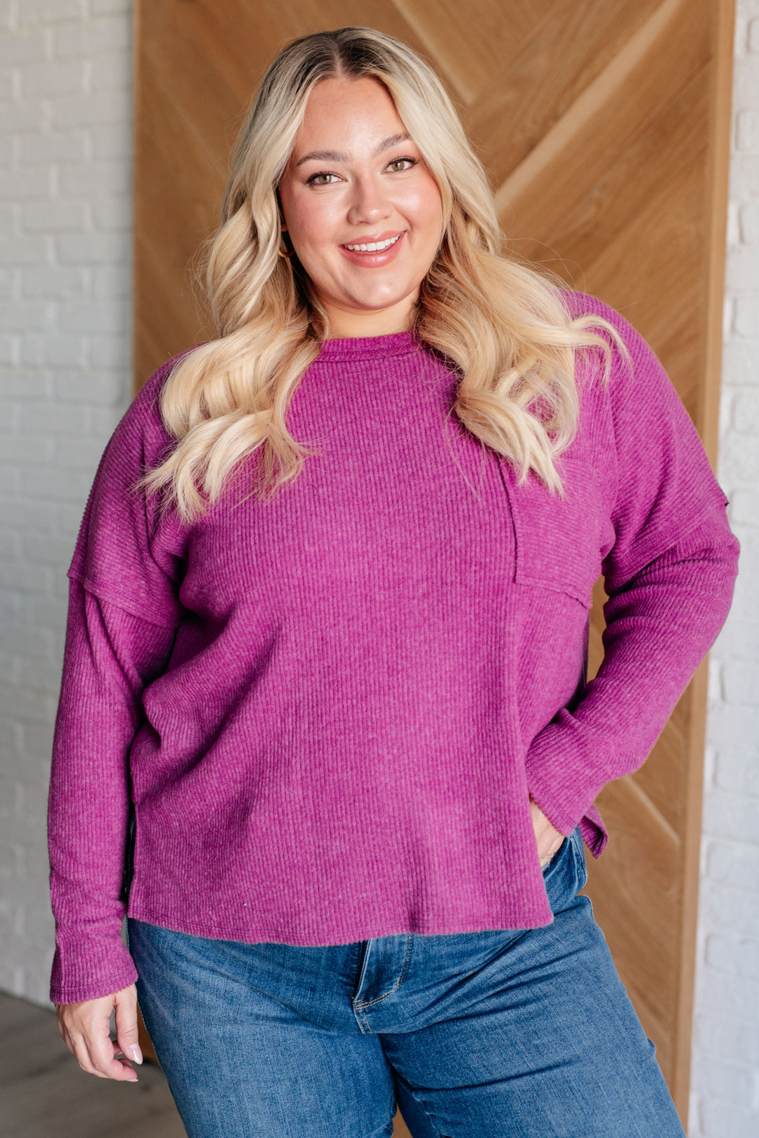 Casual Tuesday Ribbed Knit Sweater in Light Plum-Sweaters/Sweatshirts-Inspired by Justeen-Women's Clothing Boutique