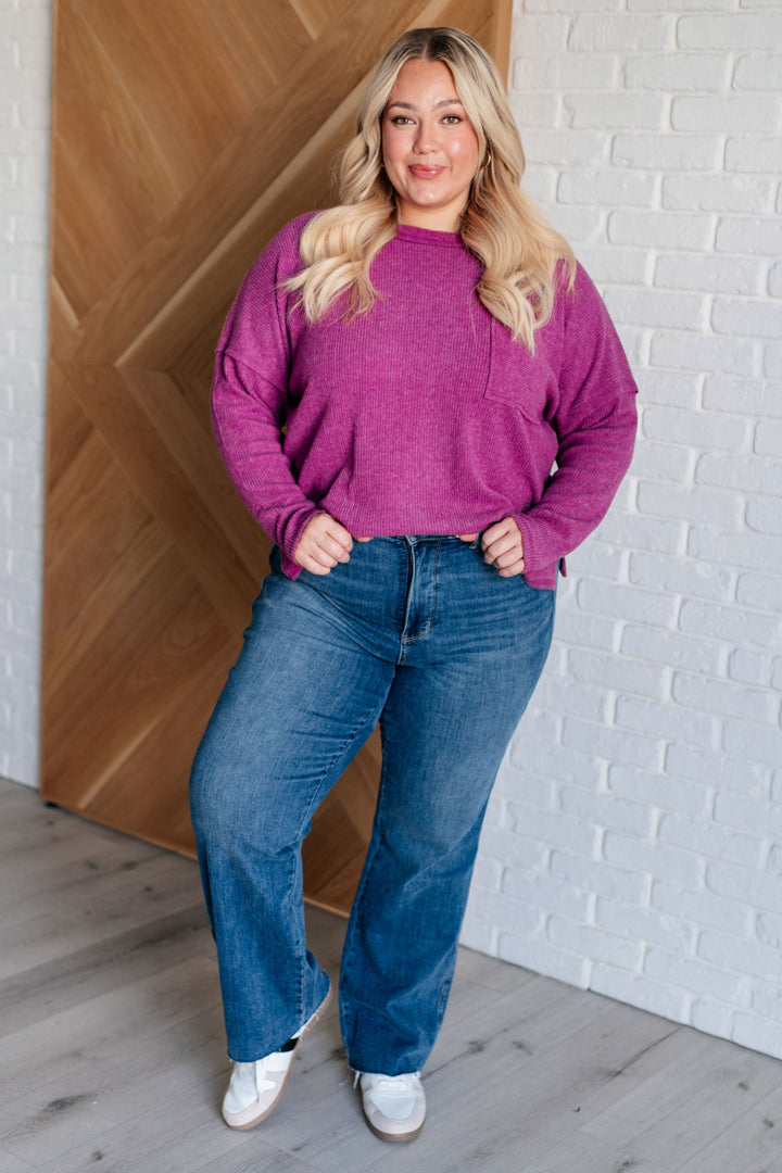 Casual Tuesday Ribbed Knit Sweater in Light Plum-Sweaters/Sweatshirts-Inspired by Justeen-Women's Clothing Boutique