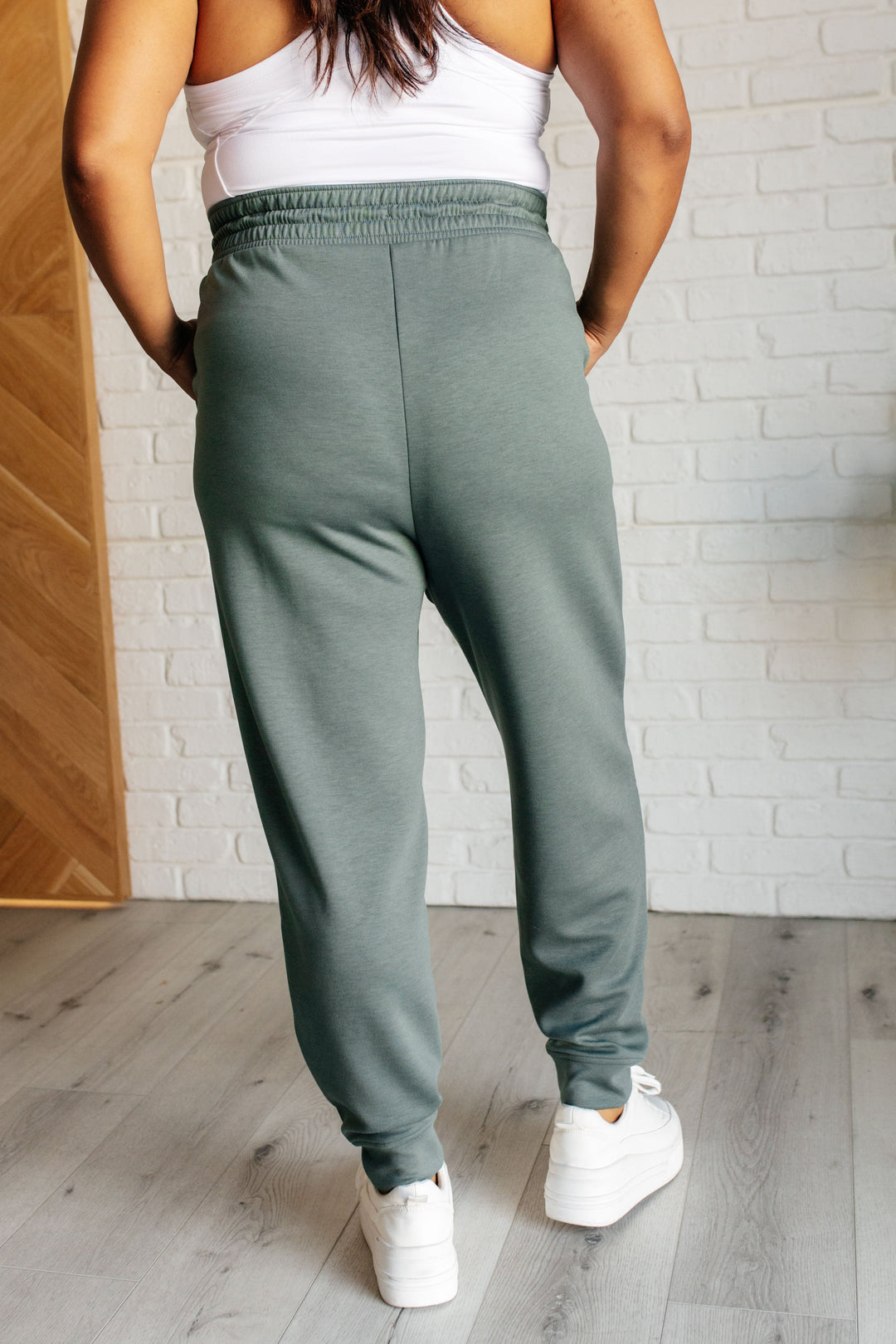 Center Seam Scuba Joggers in Ash Jade-Pants-Inspired by Justeen-Women's Clothing Boutique