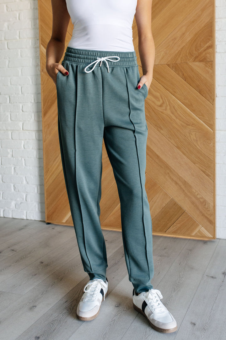 Center Seam Scuba Joggers in Ash Jade-Pants-Inspired by Justeen-Women's Clothing Boutique