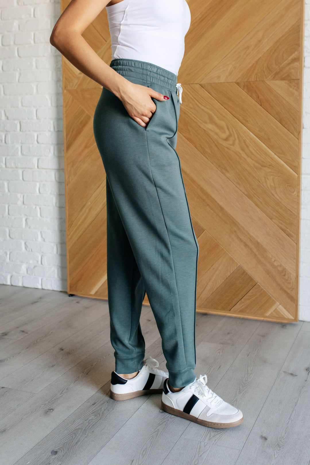 Center Seam Scuba Joggers in Ash Jade-Pants-Inspired by Justeen-Women's Clothing Boutique