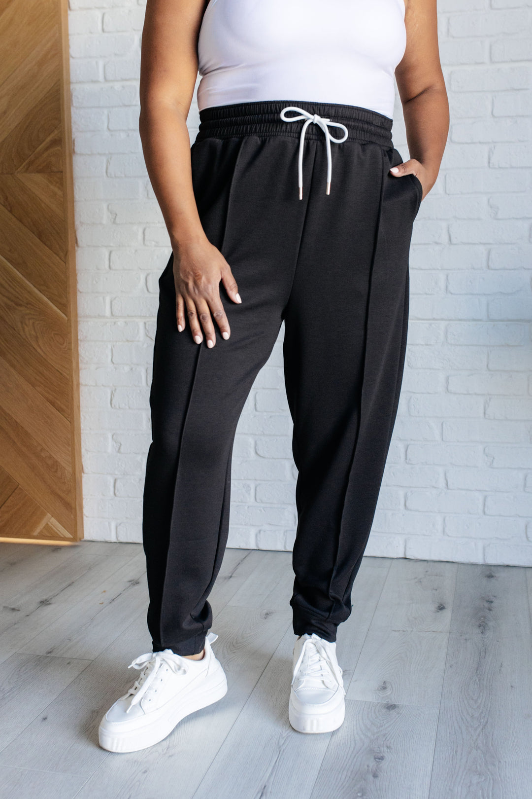 Center Seam Scuba Joggers in Black-Pants-Inspired by Justeen-Women's Clothing Boutique