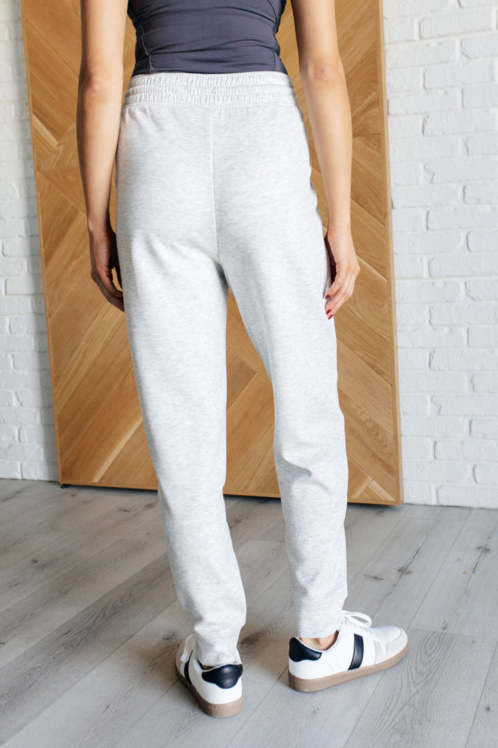 Center Seam Scuba Joggers in Heather Grey-Pants-Inspired by Justeen-Women's Clothing Boutique