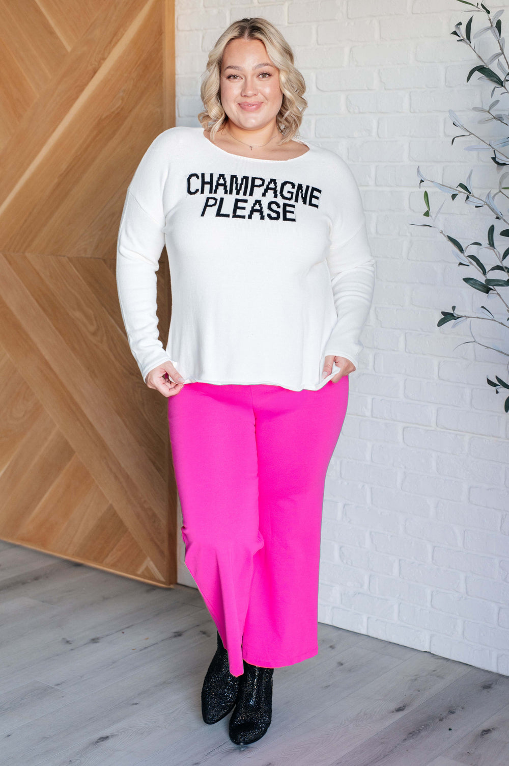 Champagne Please Lightweight Sweater-Sweaters/Sweatshirts-Inspired by Justeen-Women's Clothing Boutique