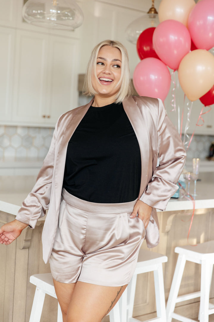 Champagne and Roses Satin Blazer-Outerwear-Inspired by Justeen-Women's Clothing Boutique in Chicago, Illinois