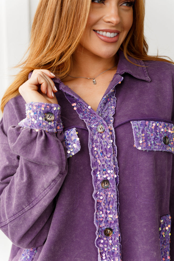 Chaos of Sequins Shacket in Purple-Outerwear-Inspired by Justeen-Women's Clothing Boutique