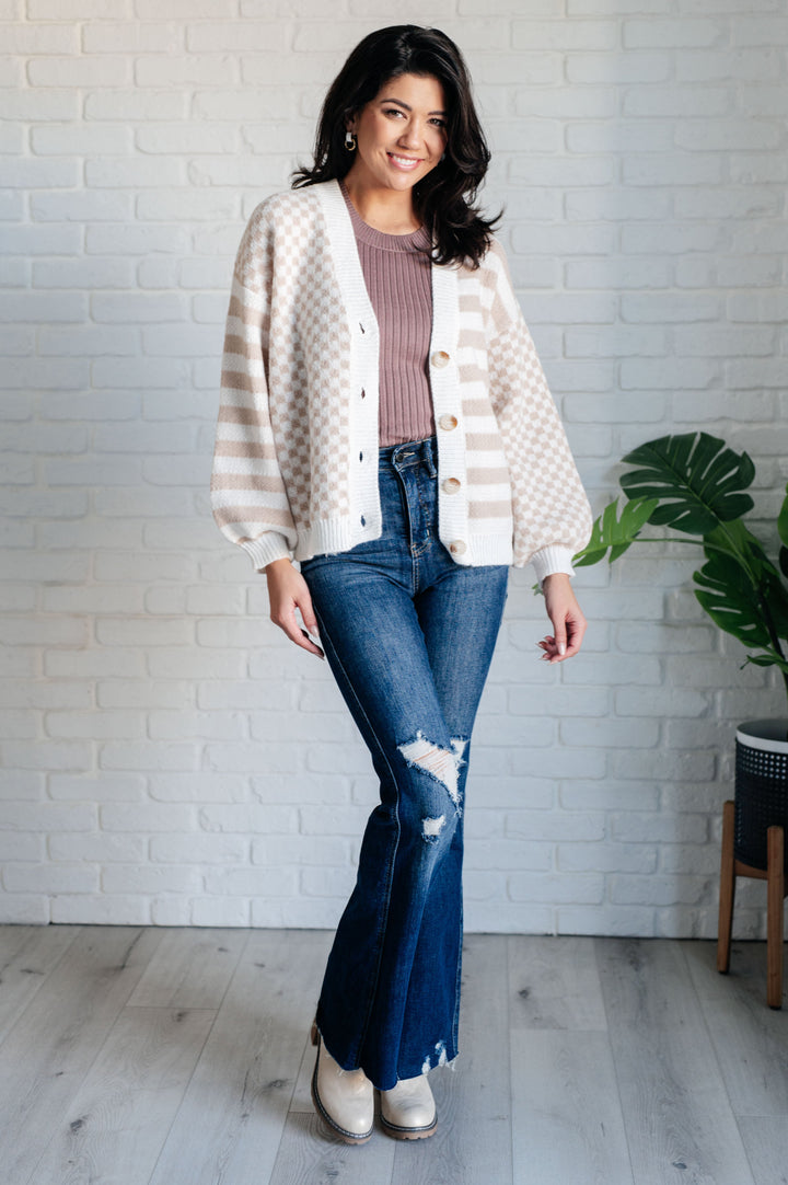 Check That Line Cardigan-Cardigans + Kimonos-Inspired by Justeen-Women's Clothing Boutique