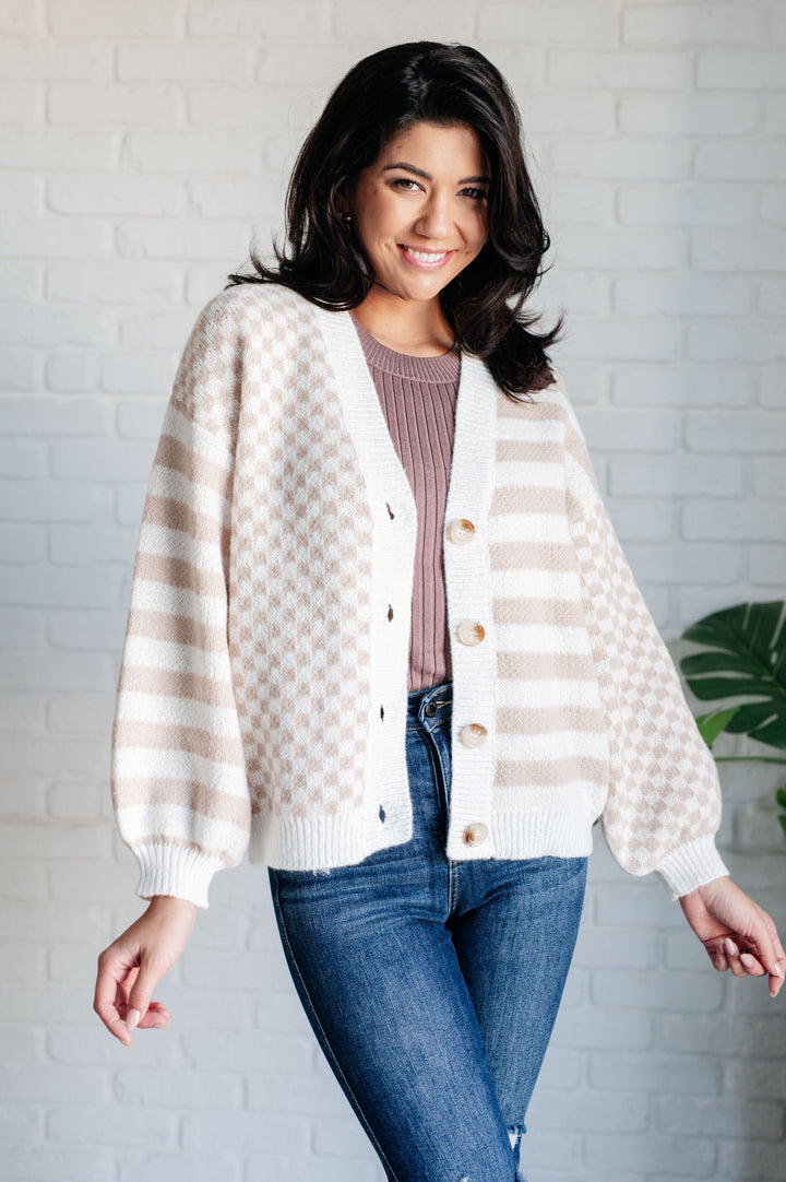 Check That Line Cardigan-Cardigans + Kimonos-Inspired by Justeen-Women's Clothing Boutique