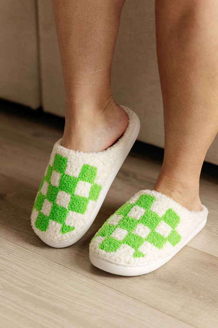 Checked Out Slippers in Green-Womens-Inspired by Justeen-Women's Clothing Boutique