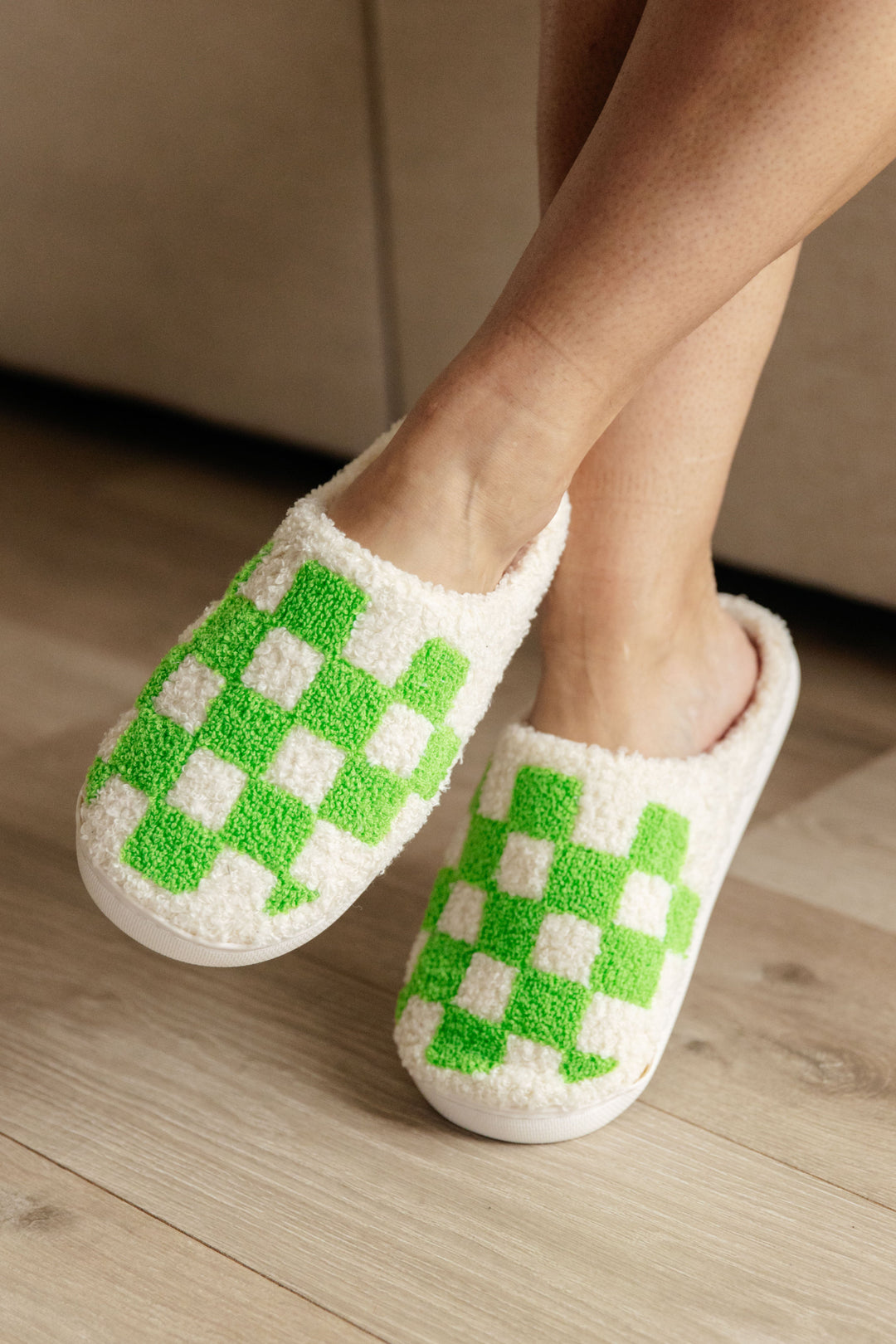 Checked Out Slippers in Green-Womens-Inspired by Justeen-Women's Clothing Boutique