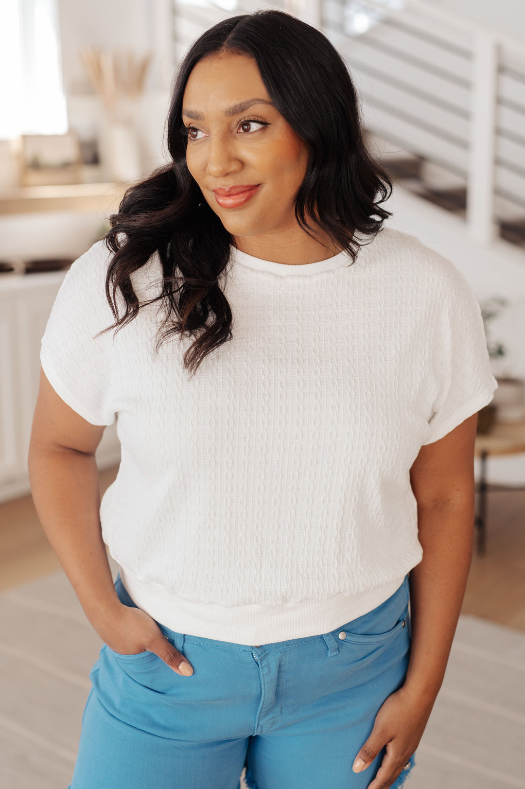 Clearly Classic Short Sleeve Top in White-100 Short Sleeve Tops-Inspired by Justeen-Women's Clothing Boutique in Chicago, Illinois
