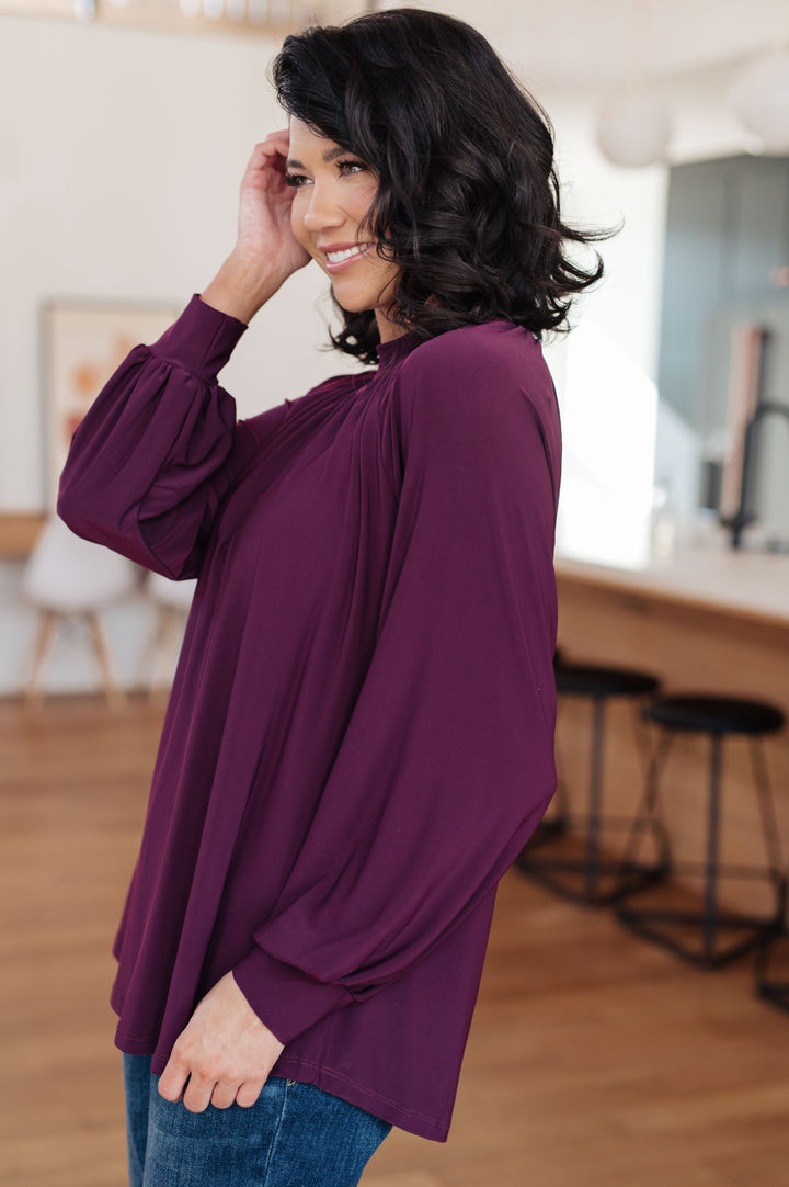 Closing Time Mock Neck Blouse-110 Long Sleeve Tops-Inspired by Justeen-Women's Clothing Boutique