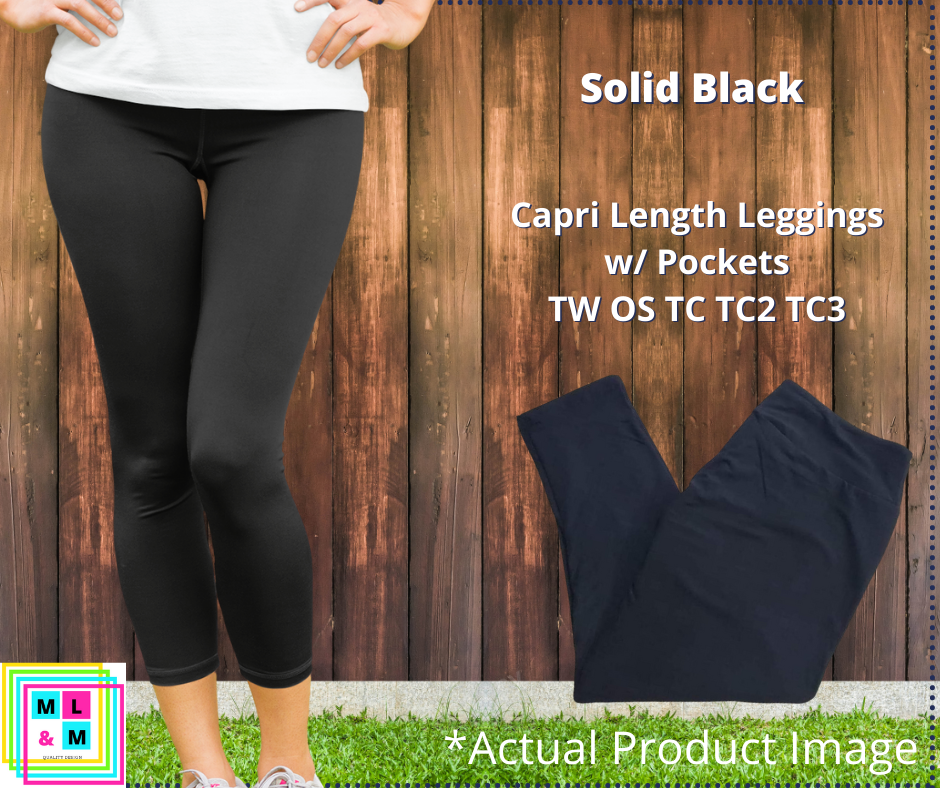 Solid Black Capris w/ Pockets-LEGGINGS & CAPRIS-Inspired by Justeen-Women's Clothing Boutique in Chicago, Illinois