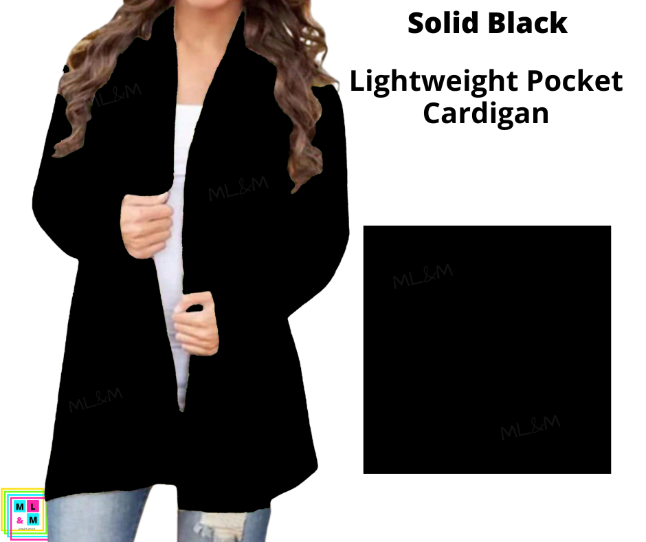 Solid Black Pocket Cardigan-Cardigans + Kimonos-Inspired by Justeen-Women's Clothing Boutique in Chicago, Illinois
