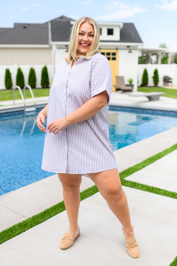 Cornelia Striped Shirt Dress-Dresses-Inspired by Justeen-Women's Clothing Boutique in Chicago, Illinois