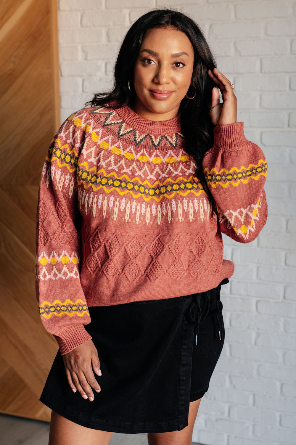 Cozy Chalet Fair Isle Sweater-Sweaters/Sweatshirts-Inspired by Justeen-Women's Clothing Boutique