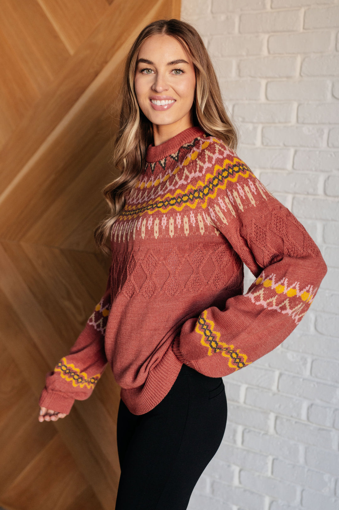 Cozy Chalet Fair Isle Sweater-Sweaters/Sweatshirts-Inspired by Justeen-Women's Clothing Boutique