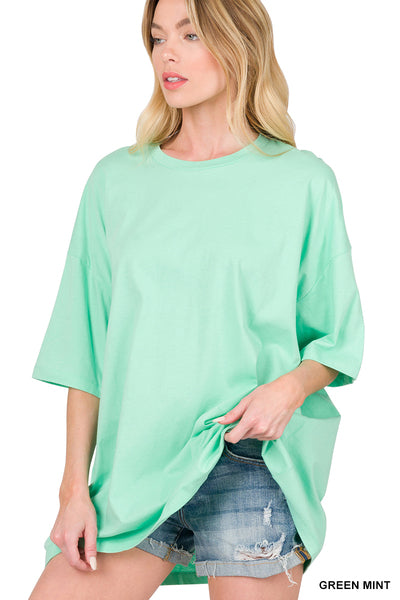 Zenana Belle Cotton Drop Shoulder Boyfriend Box Tee-Short Sleeve Tops-Inspired by Justeen-Women's Clothing Boutique in Chicago, Illinois