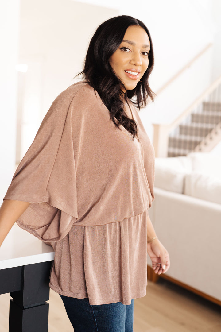 Dazzlingly Draped V-Neck Blouse-110 Long Sleeve Tops-Inspired by Justeen-Women's Clothing Boutique