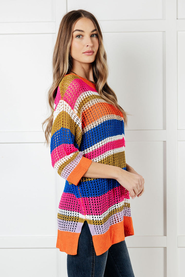 Deep Thoughts Striped Loose Knit Top-110 Long Sleeve Tops-Inspired by Justeen-Women's Clothing Boutique