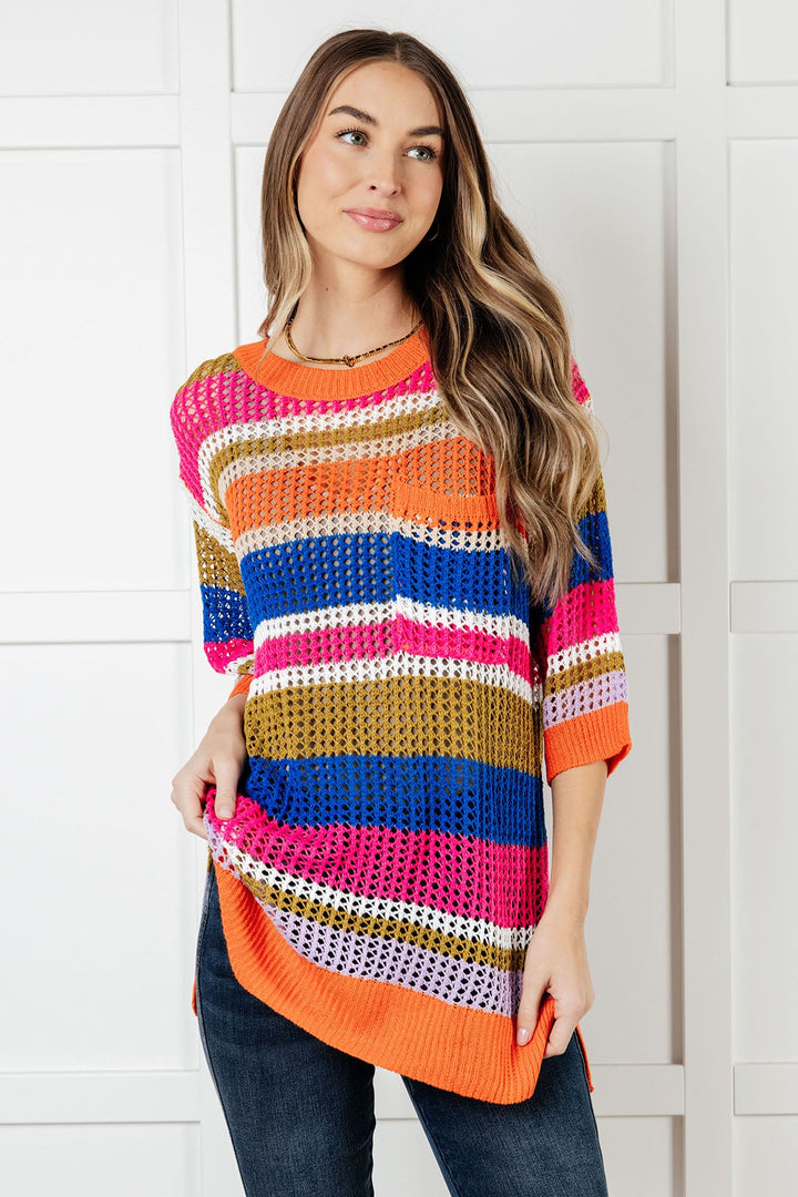 Deep Thoughts Striped Loose Knit Top-110 Long Sleeve Tops-Inspired by Justeen-Women's Clothing Boutique